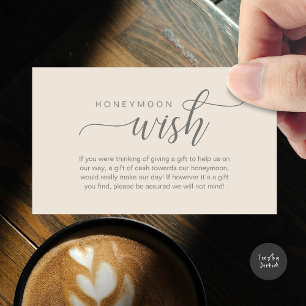 Wedding Honeymoon Wish, Fund, Cash, Modern Classy Enclosure Card