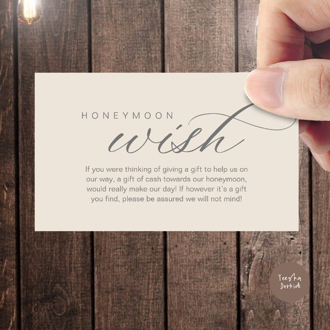 Wedding Honeymoon Wish, Fund, Cash, Modern Classy Enclosure Card (Wedding Honeymoon Wish, Fund, Cash, Modern Classy Enclosure Card, Cream Grey)