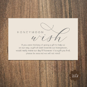 Wedding Honeymoon Wish, Fund, Minimal Clean Enclosure Card
