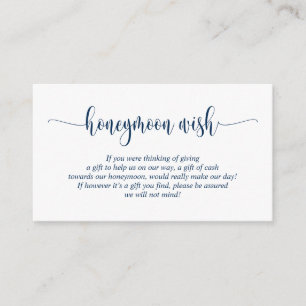 Wedding Honeymoon Wish Fund, Modern Navy Blue Enclosure Card