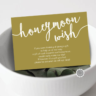 Wedding Honeymoon Wish Fund, Retro Gold Enclosure Card
