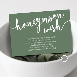 Wedding Honeymoon Wish Fund, Sage Green Enclosure Card