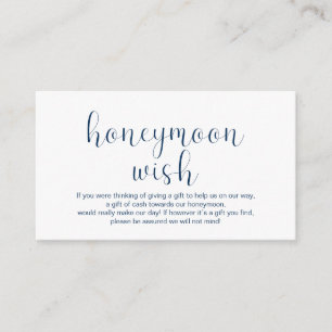 Wedding Honeymoon wish, Minimal, Navy blue font, Enclosure Card