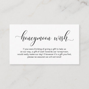 Wedding Honeymoon Wish, Modern Elegant Script Enclosure Card