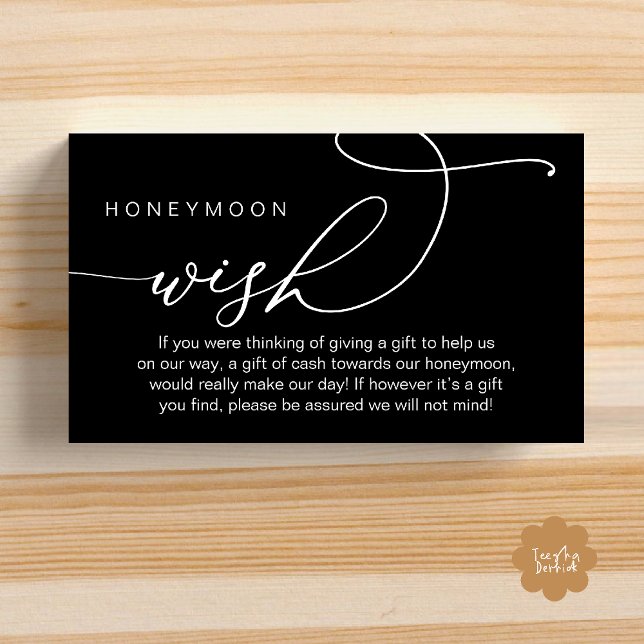 Wedding Honeymoon Wish, Wishing Well Gifts in Cash Enclosure Card (Wedding Honeymoon Fund, Wishing Well Wish, Gifts in Cash Enclosure Card in Black White)