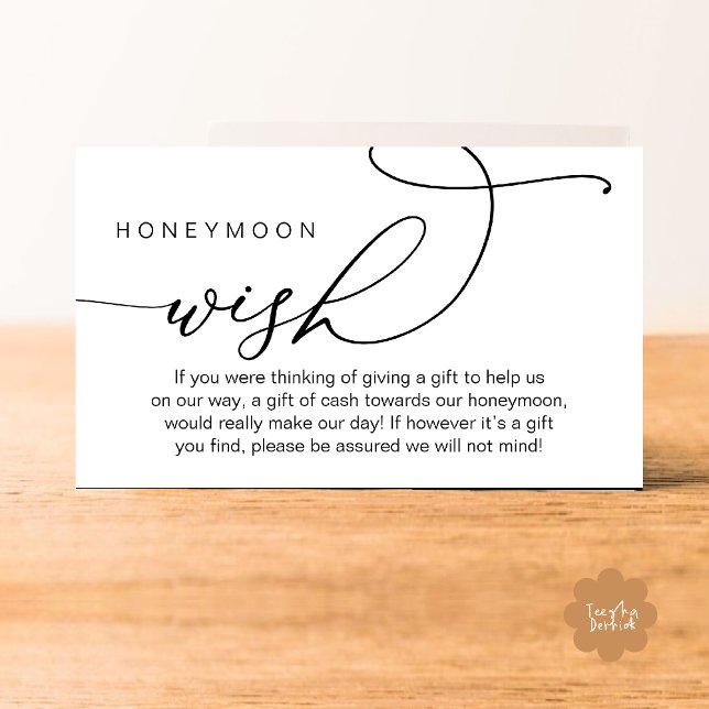 Wedding Honeymoon Wish, Wishing Well Gifts in Cash Enclosure Card (Wedding Honeymoon Fund, Wishing Well Wish, Gifts in Cash Enclosure Card in Black and White)