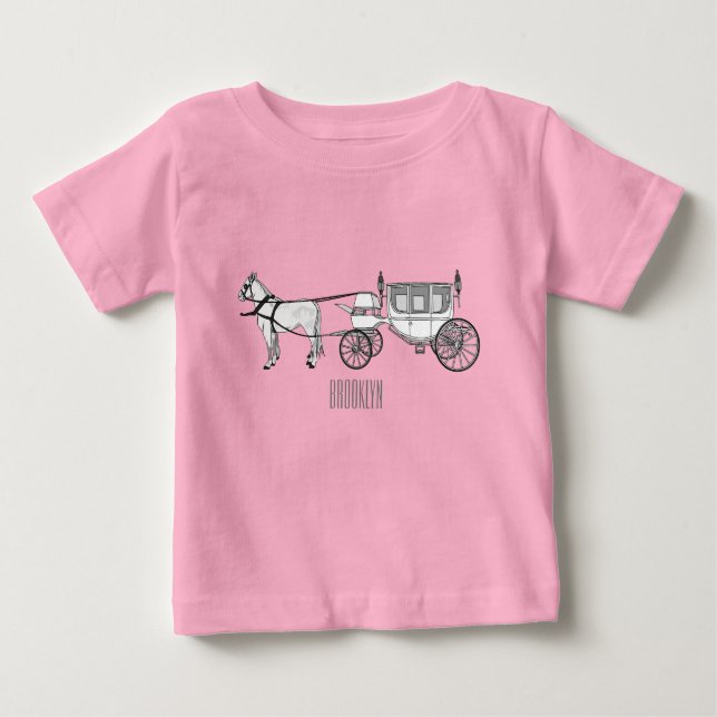 Wedding horse & carriage cartoon illustration baby T-Shirt (Front)