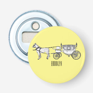 Wedding horse & carriage cartoon illustration bottle opener