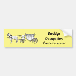 Wedding horse & carriage cartoon illustration bumper sticker