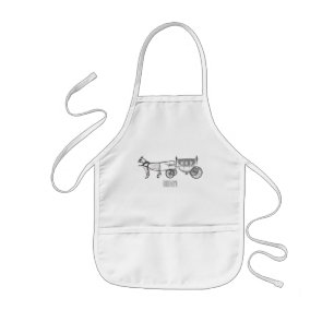Wedding horse & carriage cartoon illustration kids apron
