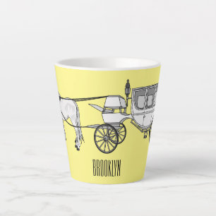 Wedding horse & carriage cartoon illustration latte mug