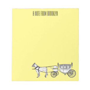 Wedding horse & carriage cartoon illustration notepad
