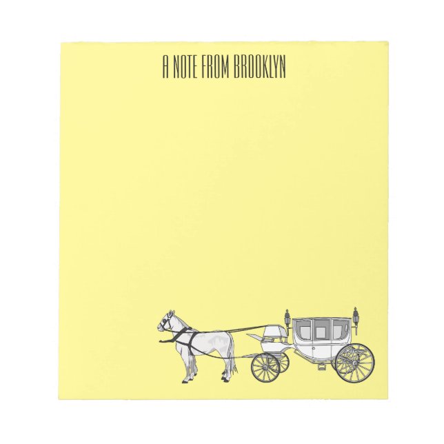 Wedding horse & carriage cartoon illustration notepad (Front)