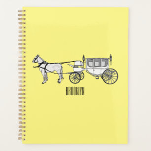 Wedding horse & carriage cartoon illustration planner