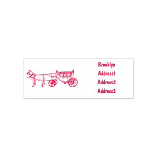 Wedding horse & carriage cartoon illustration self-inking stamp