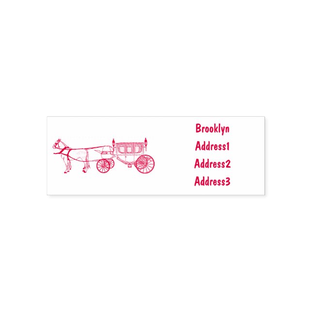 Wedding horse & carriage cartoon illustration self-inking stamp (Design)