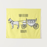 Wedding horse & carriage cartoon illustration