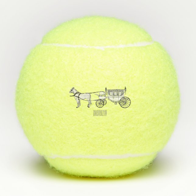 Wedding horse & carriage cartoon illustration tennis balls (Front)