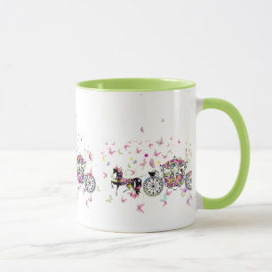 Wedding Horse & Carriage Flowers & Butterflies Mug