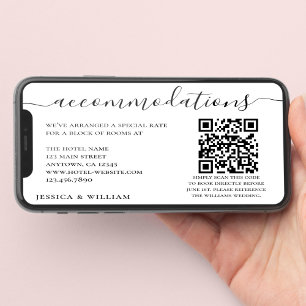 Wedding Hotel Accommodation With QR Code Card