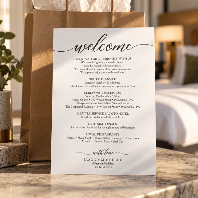 Wedding Hotel Guest Welcome Card Itinerary Minimal (Creator Uploaded)