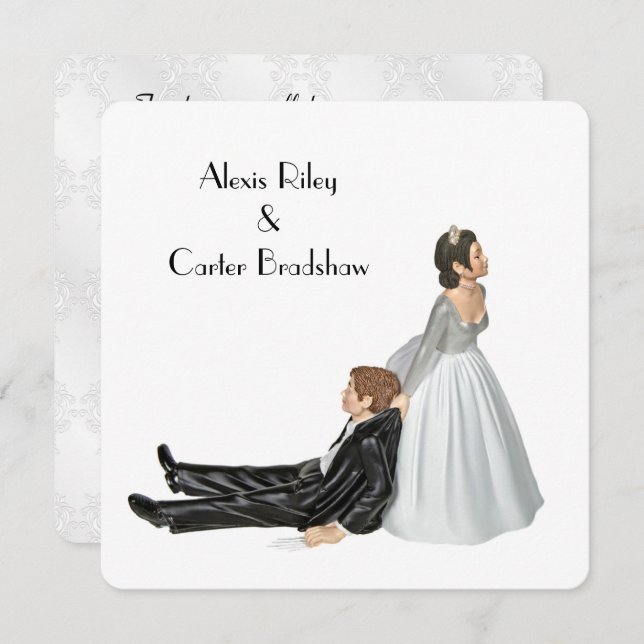 Wedding Humour On White  Invitation (Front/Back)