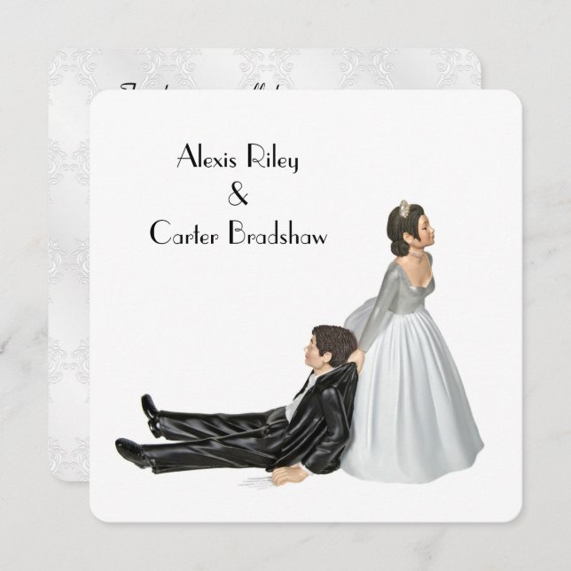 Wedding Humour On White  Invitation (Front/Back)