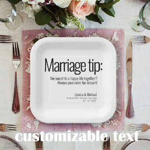 💍 Wedding Humourous Minimalist Elegant  Paper Plate