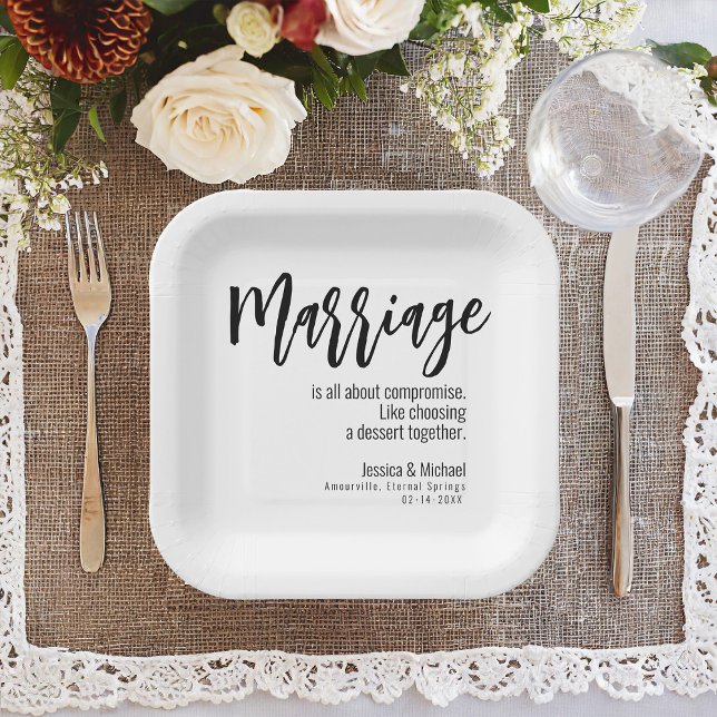 💍 Wedding Humourous Minimalist Elegant  Paper Plate (Paper Plate from the Elegance Collection – a uniquely humorous addition to your wedding festivities.)