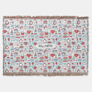 Wedding Icons custom name throw blanket