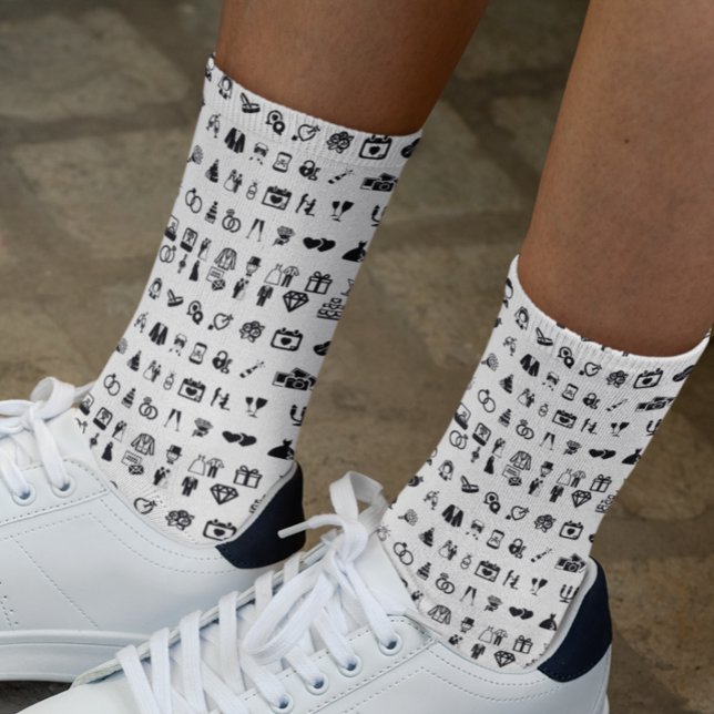 Wedding Icons Rings Bride Groom Socks (Creator Uploaded)