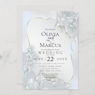WEDDING Icy Blue Pearl Shimmer Invitation