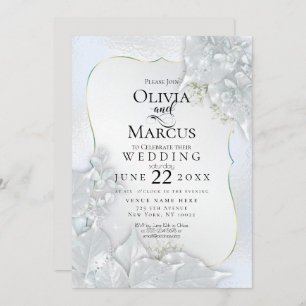 WEDDING Icy Blue Pearl Shimmer Invitation