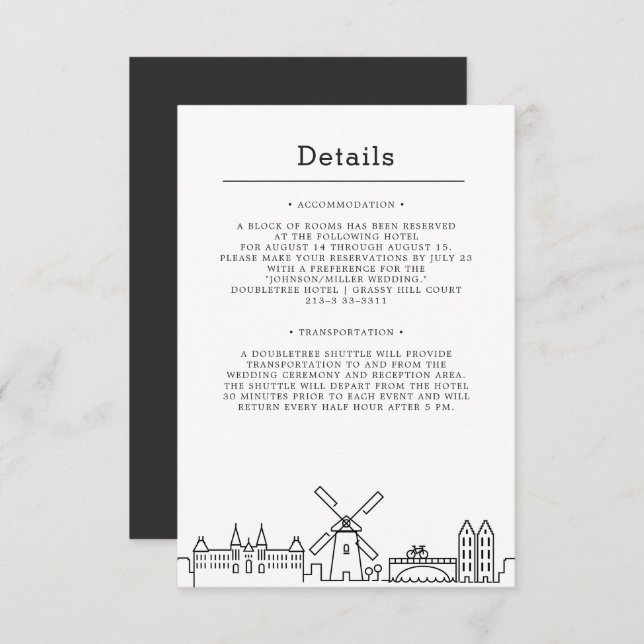 Wedding in Amsterdam | Guest Details Invitation (Front/Back)