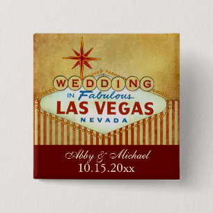 Wedding in Fabulous Las Vegas - Vintage Stripes 15 Cm Square Badge