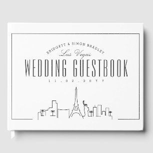 Wedding In Las Vegas   Modern Deco Skyline Guest Book