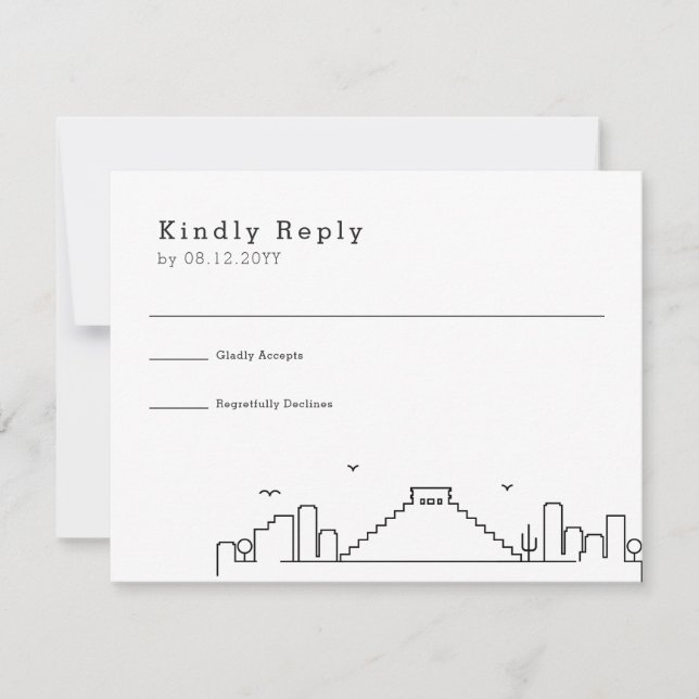 Wedding in Mexico | Stylised Skyline RSVP Card (Front)