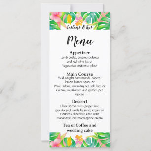 Wedding in Paradise menu card