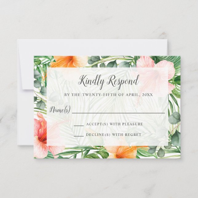 Wedding in Paradise Tropical RSVP Card (Front)