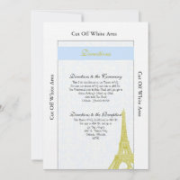Wedding in Paris Blue Damask Directions Card