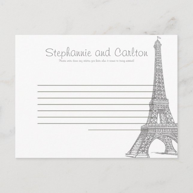 Wedding in Paris Writable Advice Card (Front)