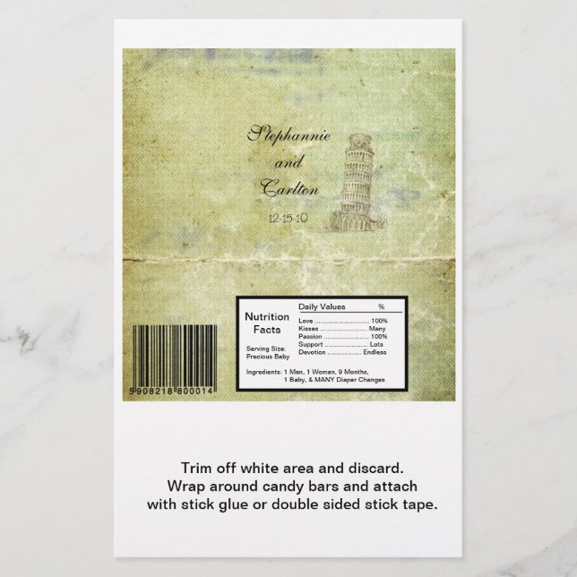 Wedding in Pisa Hershey's Large Bar Wrapper (Front)