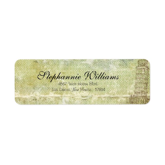 Wedding in Pisa Return Address Label (Front)