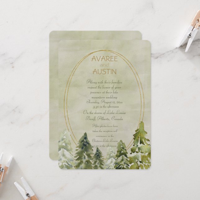 Wedding In the Pines Green and Gold (Front/Back In Situ)