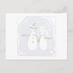Wedding in the Snow Bride and Groom Postcard