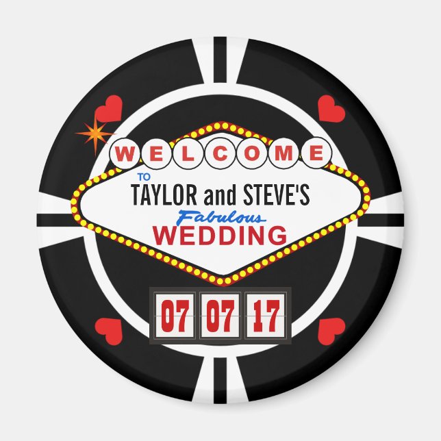 Wedding in Vegas Casino Favour Poker Chip Magnet (Front)