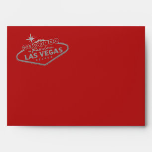 Wedding in Vegas Sign Red Silver Invitation Envelope