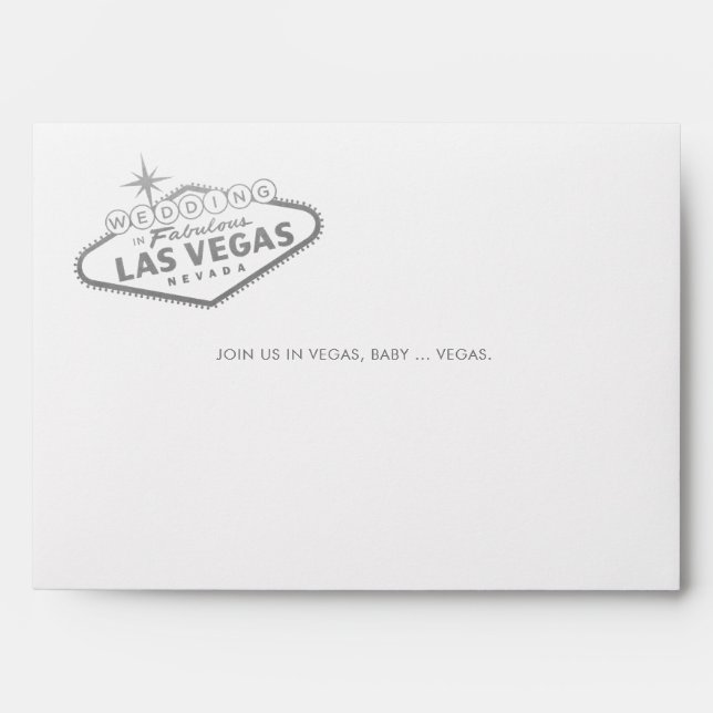 Wedding in Vegas Sign Silver Invitation Mailing Envelope (Front)