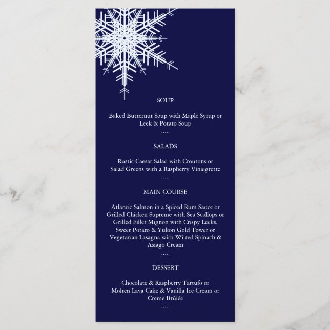 Wedding in Winter Menu (blue) (Front)