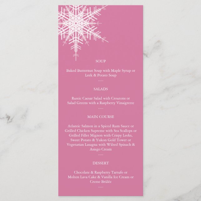 Wedding in Winter Menu (pink) (Front)